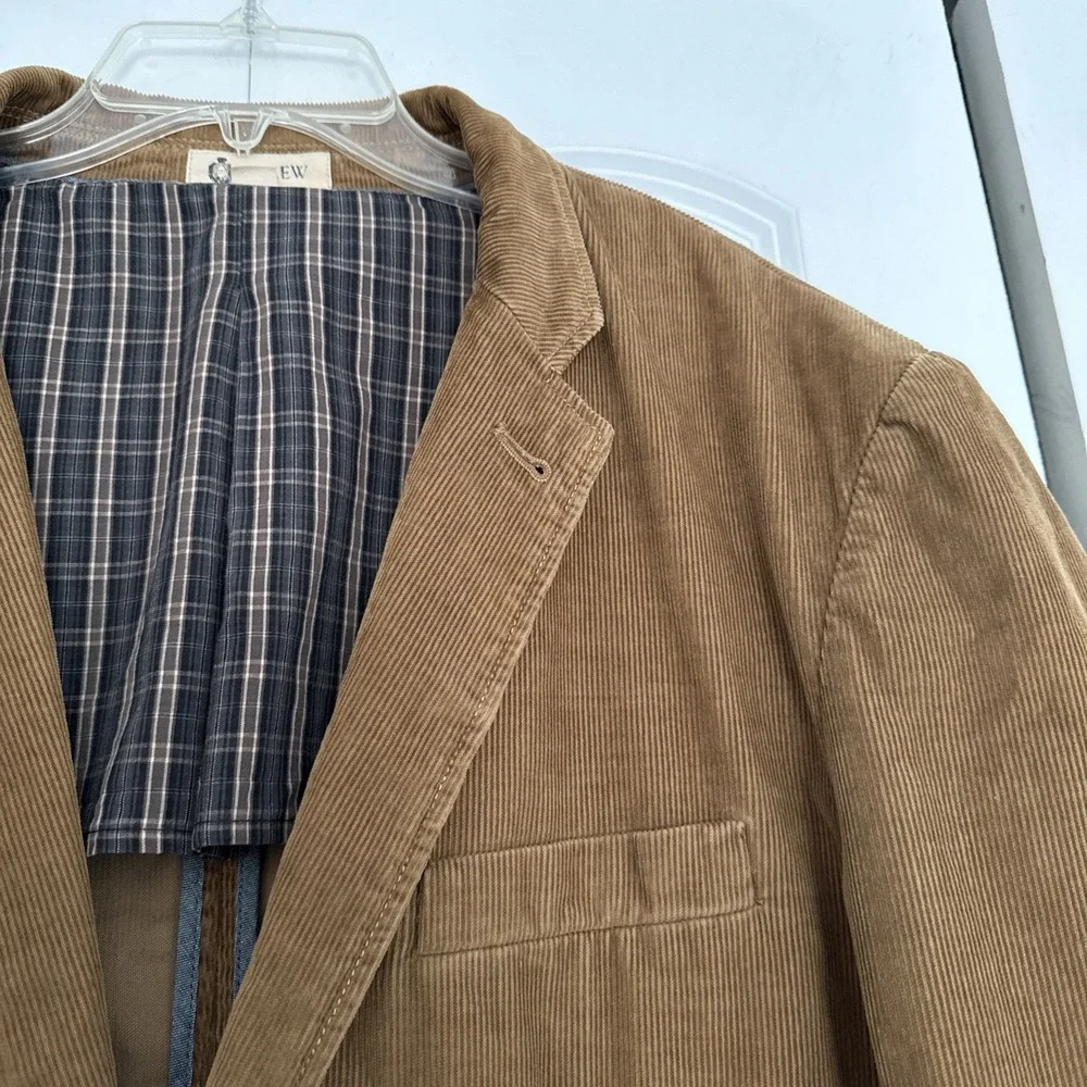 J Crew Corduroy 2 Button Blazer Jacket Sports Coat Cotton XL Brown